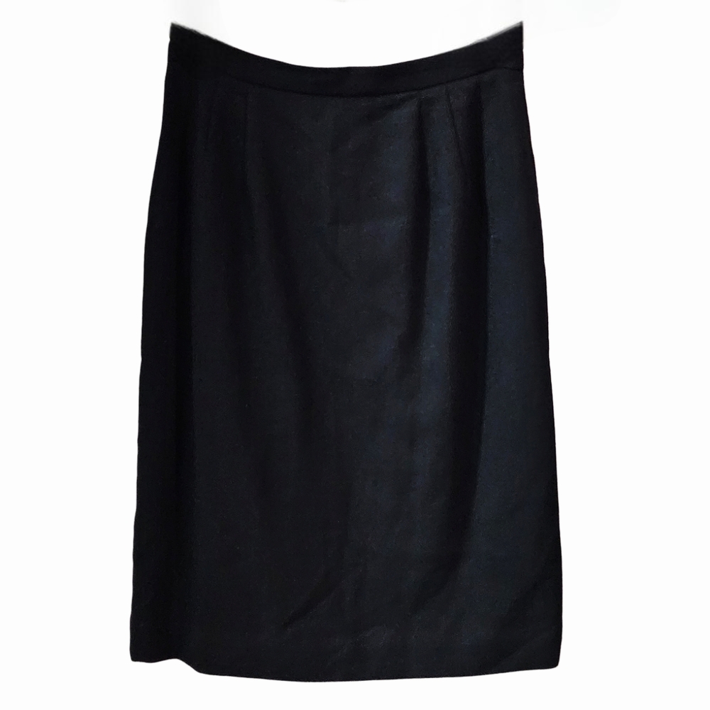 Vintage MT Studio Black 100% Wool Suit/Skirt Set w/Removable Faux Fur Collar, 6P - Picture 5 of 9